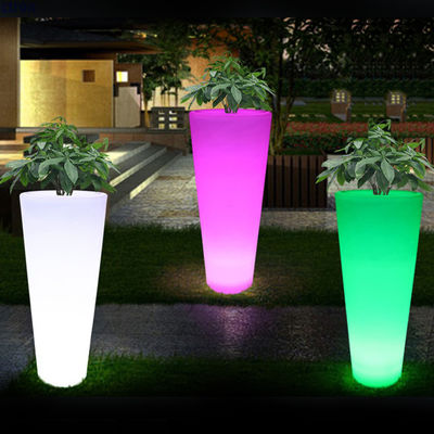 Exposição de vasos de flores luminosos vasos de plantas de jardim coloridos luminosos lâmpada de chão de plantação de plástico para aluguel de festa