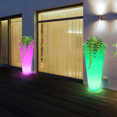 Exposição de vasos de flores luminosos vasos de plantas de jardim coloridos luminosos lâmpada de chão de plantação de plástico para aluguel de festa