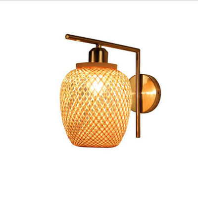 Lâmpadas de parede de bambu tecido Nodic para decoração de quartos e salas de estar
