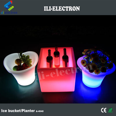 Balde de gelo quadrado de plástico LED à prova d'água recarregável para pubs