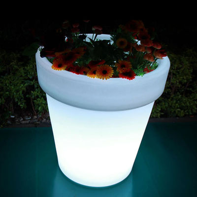 Plantador de luz recarregável LED, Plantadores iluminados ao ar livre, redondo, de cor variável