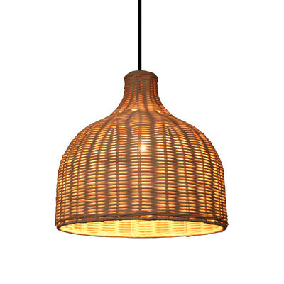 Lâmpadas de pendente de bambu de rotão de forma redonda para iluminação interna