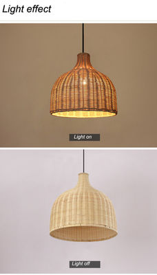 Lâmpadas de pendente de bambu de rotão de forma redonda para iluminação interna