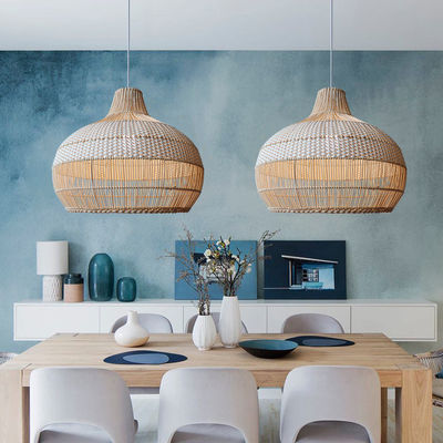 Lâmpada de Pendente de Rattan de Bambú, Lâmpada de Tecto de Víncola para Decoração de Casa Interior