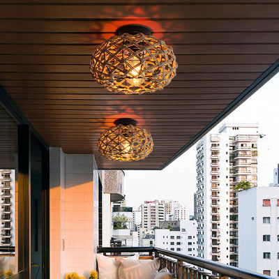 Lâmpada de pendiente de varanda criativa Retro luz de teto de corda de cânhamo