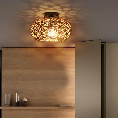 Lâmpada de pendiente de varanda criativa Retro luz de teto de corda de cânhamo