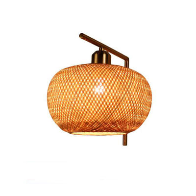 Luzes de parede feitas à mão, 3500K Wicker Rattan Lamp Switch Control