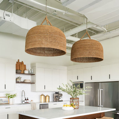 3500K Creative Rattan Pendant Light Switch Control para sala de estar