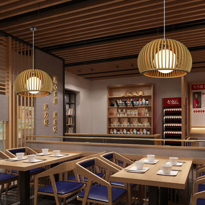Luminário de madeira maciça moderno, Luminário de rotão para sala de estar do restaurante
