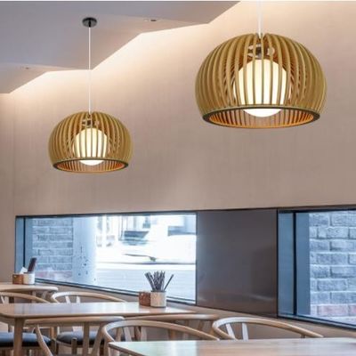 Luminário de madeira maciça moderno, Luminário de rotão para sala de estar do restaurante