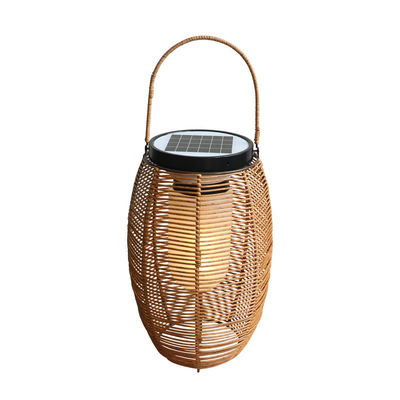 IP65 Lâmpadas Solares Tecidos de Rattan, 3500K Lanterna de Jardim de Rattan Alimentada com Energia Solar