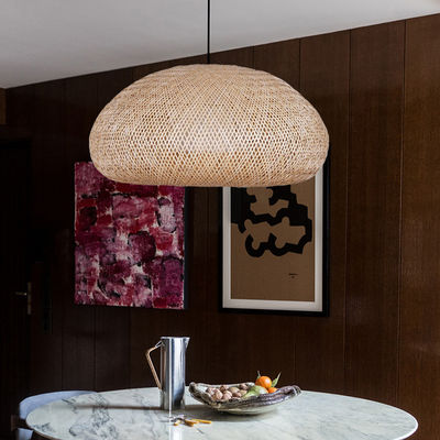 Candelabro de bambu de rotão de forma redonda para sala de estar