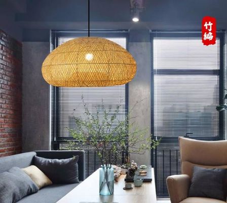Candelabro de bambu de rotão de forma redonda para sala de estar