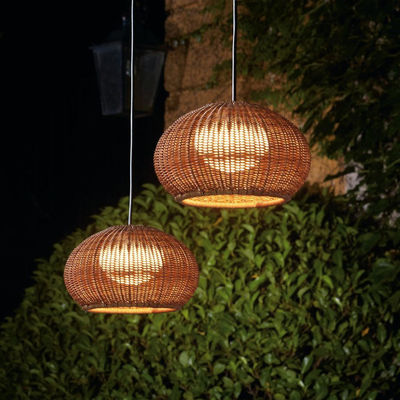 Candeeiro de iluminação de ratão pendurado à prova d'água para árvore ao ar livre
