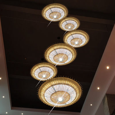 OEM Pendente de Rattan de Bambú Forma de guarda-chuva de luz para decoração de casa