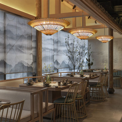 OEM Pendente de Rattan de Bambú Forma de guarda-chuva de luz para decoração de casa