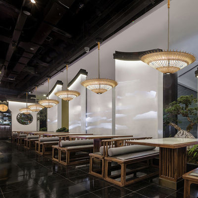 OEM Pendente de Rattan de Bambú Forma de guarda-chuva de luz para decoração de casa