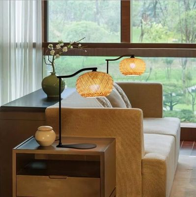 Atmosfera Lâmpada de mesa de Rattan, Lâmpada de mesa de bambu Para decoração interior