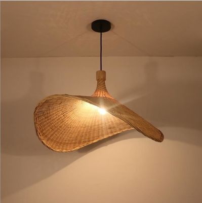 Iluminação em forma de chapéu, lâmpada de bambu, decoração, lâmpadas pendentes de rotão para clubes de lojas