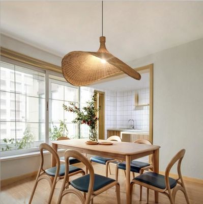 Iluminação em forma de chapéu, lâmpada de bambu, decoração, lâmpadas pendentes de rotão para clubes de lojas