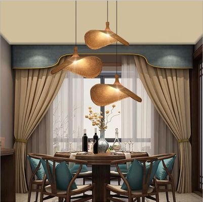 Iluminação em forma de chapéu, lâmpada de bambu, decoração, lâmpadas pendentes de rotão para clubes de lojas