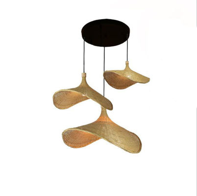 Iluminação em forma de chapéu, lâmpada de bambu, decoração, lâmpadas pendentes de rotão para clubes de lojas