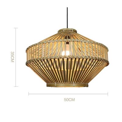 3500K Retro Bambú tecido Lâmpada Pendente para sala de estar interior