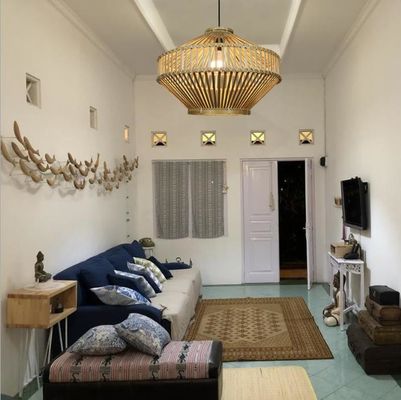 3500K Retro Bambú tecido Lâmpada Pendente para sala de estar interior