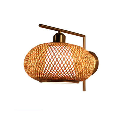 Lâmpadas de parede redondas de Rattan, Lâmpadas de Rattan de Bambú