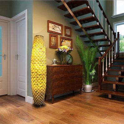 Bamboo Lâmpada de piso de rotão 3500K para sala de estar residencial