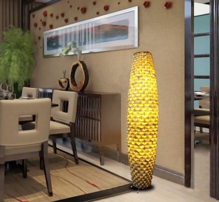 Bamboo Lâmpada de piso de rotão 3500K para sala de estar residencial