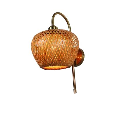 E27 LED Lâmpada de Parede de Bambú Tecido Sconce 3500K Para Quarto de Banho