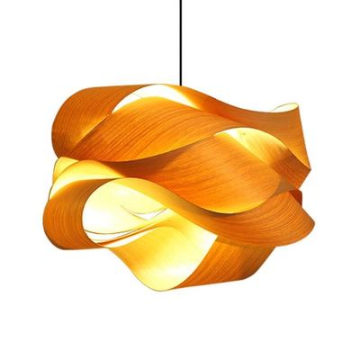 Lâmpada de Pendente de Rattan de Madeira Nórdica Fonte de Luz LED Para Sala de Sábado
