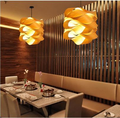 Lâmpada de Pendente de Rattan de Madeira Nórdica Fonte de Luz LED Para Sala de Sábado