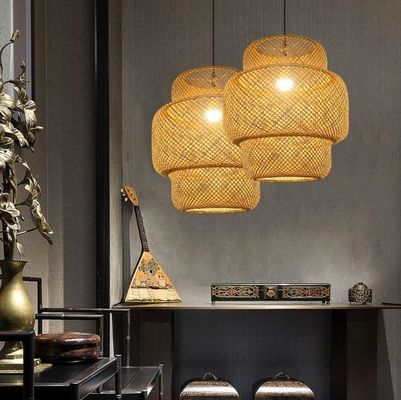 3500K Lâmpada de Pendente LED de Bamboo Redondo, Lâmpada de Rattan Redondo OEM ODM