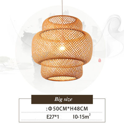 3500K Lâmpada de Pendente LED de Bamboo Redondo, Lâmpada de Rattan Redondo OEM ODM