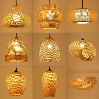3500K Lâmpada de Pendente LED de Bamboo Redondo, Lâmpada de Rattan Redondo OEM ODM