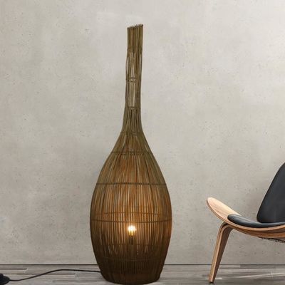 3500K Lâmpadas de piso de Rattan Artístico Luz Para Hotel Clube Sala de estar