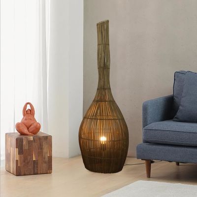 3500K Lâmpadas de piso de Rattan Artístico Luz Para Hotel Clube Sala de estar