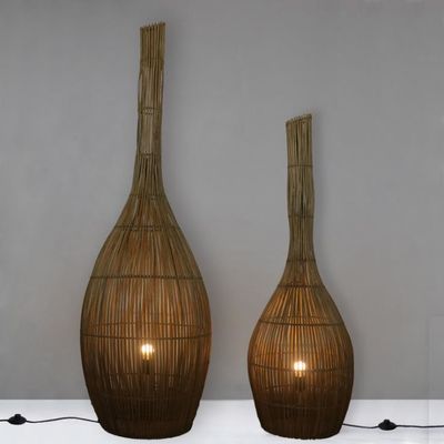 3500K Lâmpadas de piso de Rattan Artístico Luz Para Hotel Clube Sala de estar