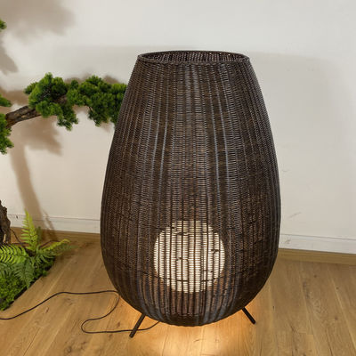 Lâmpada de piso de Rattan de luxo personalizada, Lâmpada de piso de vime interior criativa