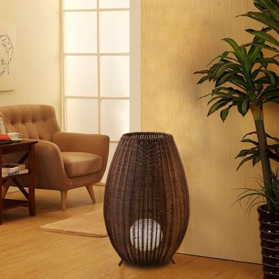 Lâmpada de piso de Rattan de luxo personalizada, Lâmpada de piso de vime interior criativa