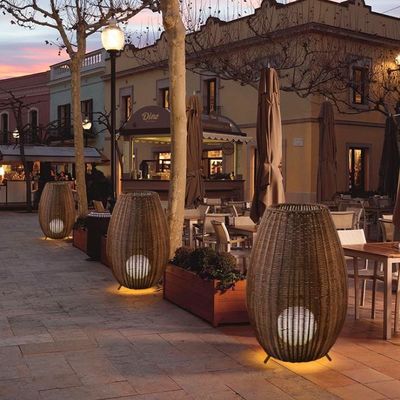 Lâmpada de rua corredor de varanda exterior à prova d'água Lâmpada de gramado de Rattan Lâmpada de chão LED