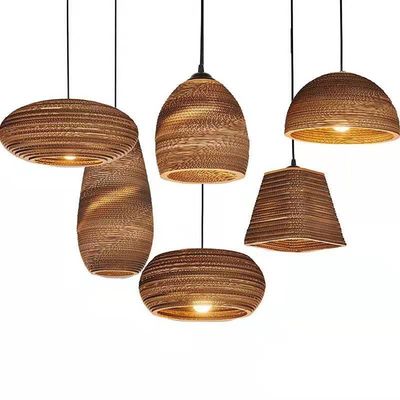Lâmpadas de pendente de Wicker Rattan feitas à mão 150 graus Controle do interruptor de ângulo do feixe