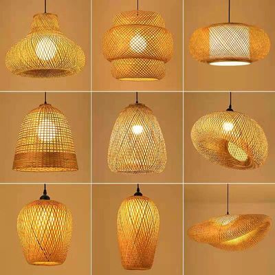 Lâmpadas de pendente de Wicker Rattan feitas à mão 150 graus Controle do interruptor de ângulo do feixe
