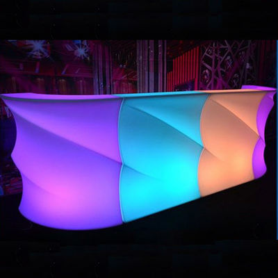 Forma de onda LED luminoso Bar Counter, Outdoor Light Up Bar Table à prova d' água