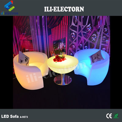 Mobiliário comercial PE plástico LED, sofá de salão iluminado LED