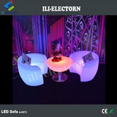 Mobiliário comercial PE plástico LED, sofá de salão iluminado LED