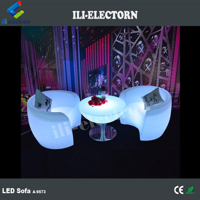 Mobiliário comercial PE plástico LED, sofá de salão iluminado LED