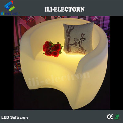 Mobiliário comercial PE plástico LED, sofá de salão iluminado LED